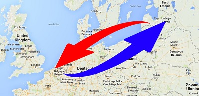 Transport van België naar Letland en van Letland naar België.